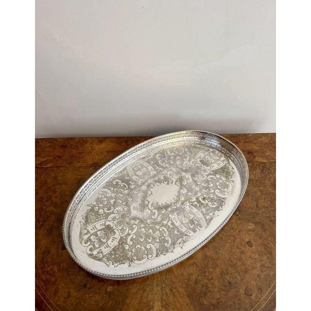 Antique Edwardian Silver Plated Tray, 1900s For Sale - Image 3 of 6