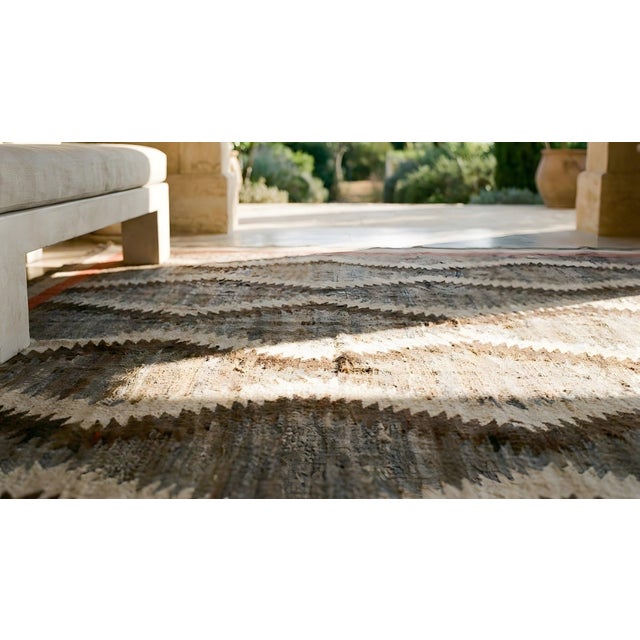Durable Gray Color With Unique Symmetric Design Antique American Navajo Rug For Sale - Image 14 of 14