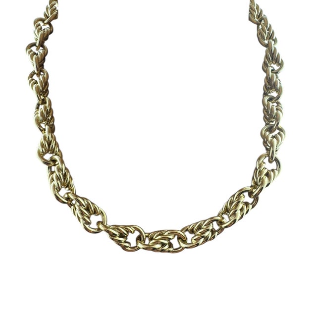 Contemporary Tiffany & Co. Germany 18k Yellow Gold Cable Circle Link Chunky Necklace For Sale - Image 3 of 12