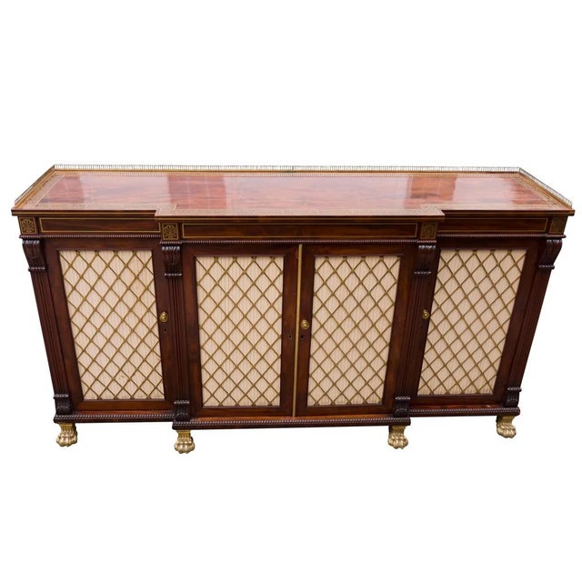 Traditional Regency Mahogany and Brass Inlaid Credenza From Westport House, Ireland For Sale - Image 3 of 18