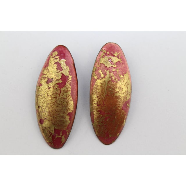 1950s Enamel Earclips from Atelier Casanova, 1950s, Set of 2 For Sale - Image 5 of 5