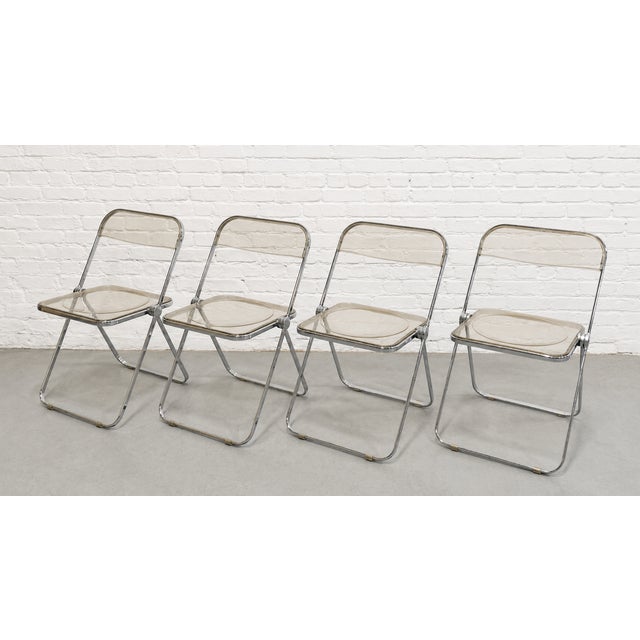 1970s Mid Century Modern Italian Lucite "Plia" Folding Chairs by Giancarlo Piretti for Castelli, C. 1970s For Sale - Image 5 of 14