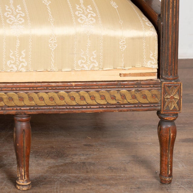 19th Century Swedish Original Painted Gustavian Bench Settee For Sale - Image 17 of 18