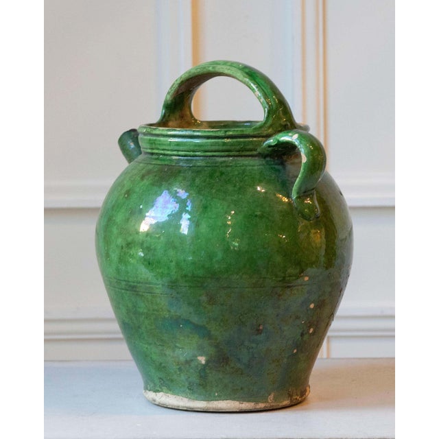 Green Green-Glazed Terracotta Jug, Late 19th–Early 20th Century For Sale - Image 8 of 10