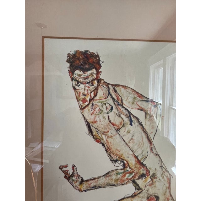 Egon Schiele Expressionist “Fighter” Figural Drawing Lithograph Print 1913 For Sale - Image 4 of 9