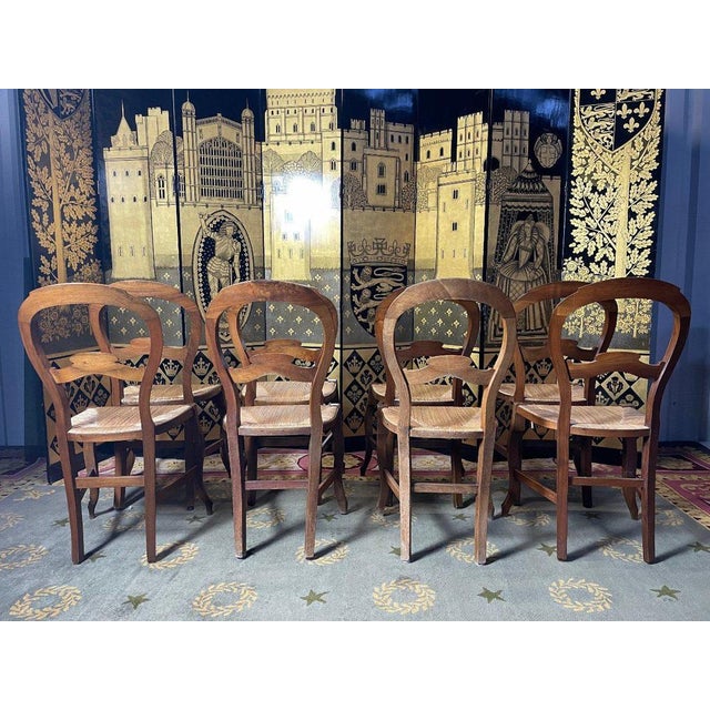 Louis Philippe Straw Chairs, Set of 8 For Sale - Image 3 of 11