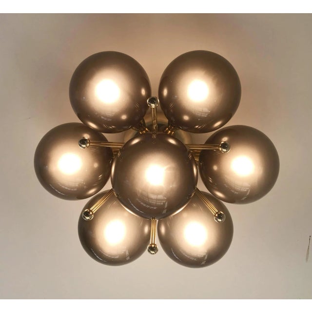 Not Yet Made - Made To Order Sakura Polished Brass Frosted Smoky Murano Globe Flush Mount by Fabio LTD For Sale - Image 5 of 7