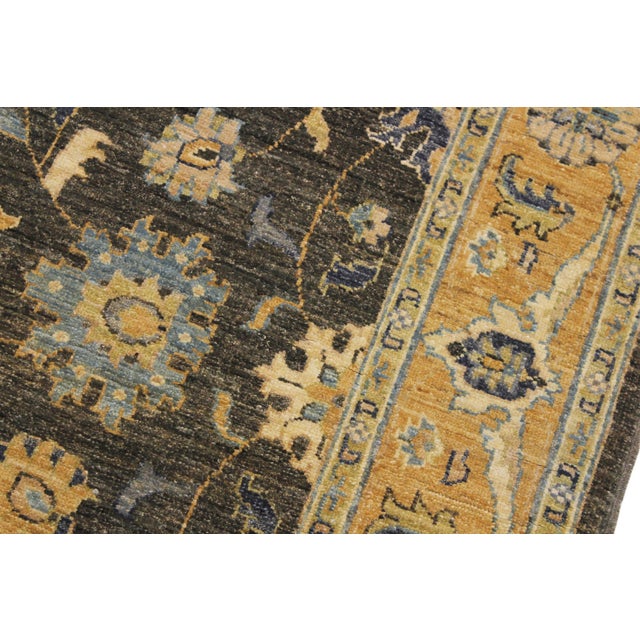 Boho Chic Ziegler Gray/Blue Wool Runner Rug- 4'4'' X 10'3'' For Sale In New York - Image 6 of 10