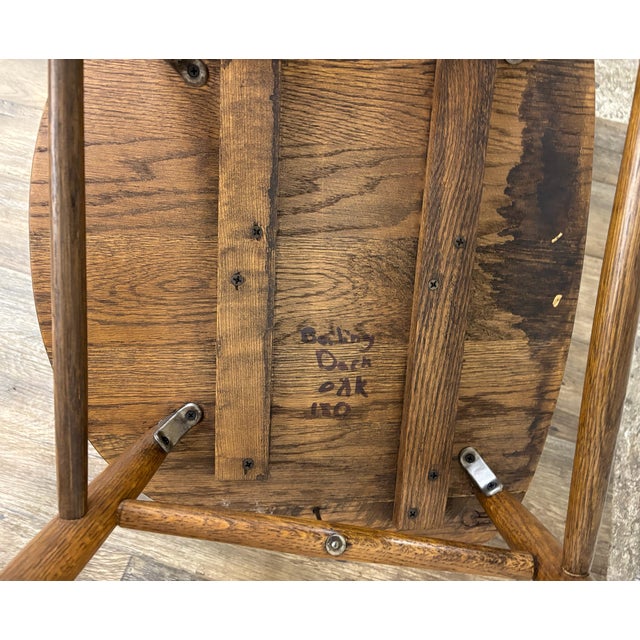 Antique Barrel Back Oak Pub Chairs Captain’s Chairs - Pair For Sale - Image 10 of 11