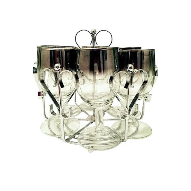 Dorothy Thorpe Style Wine Goblets & Carrier - Set of 6 For Sale
