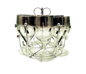 Dorothy Thorpe Style Wine Goblets & Carrier - Set of 6