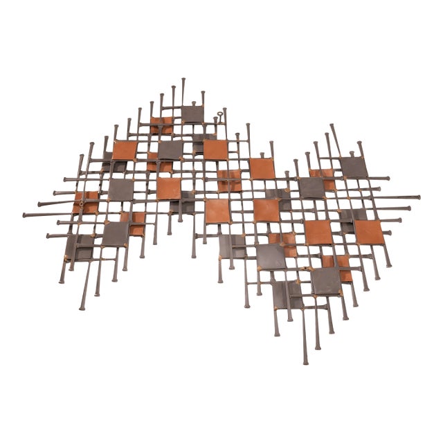 Ron Schmidt Signed Brutalist Mid Century Modern Wall Hanging Nail Sculpture For Sale