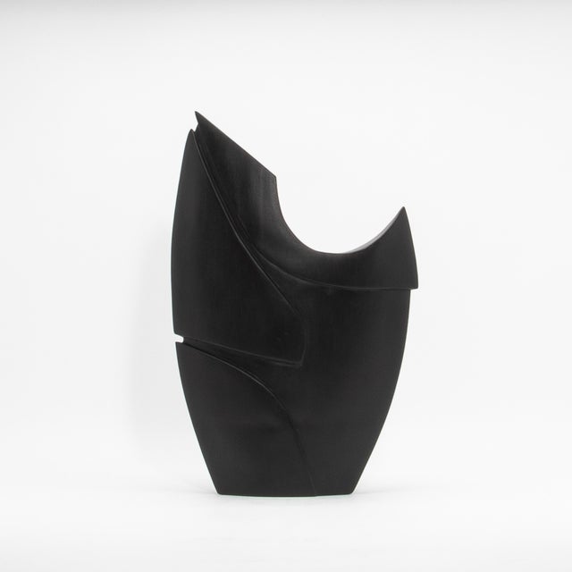 Modern Abstract L Sculpture in Black Oak by Patrick Coard Paris For Sale - Image 10 of 10