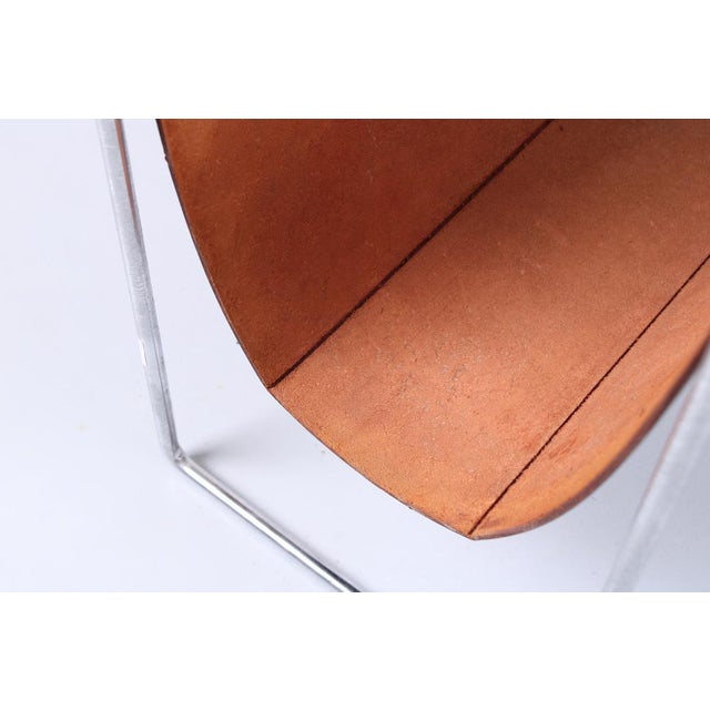 Chrome Steel and Black Leather Magazine Rack from Brabantia, 1960s For Sale - Image 11 of 13