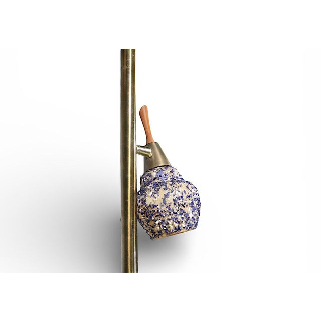 Mid 20th Century Mid Century Modern Tension Pole Lamp With Three Plastic Confetti Decorated Shades For Sale - Image 10 of 13