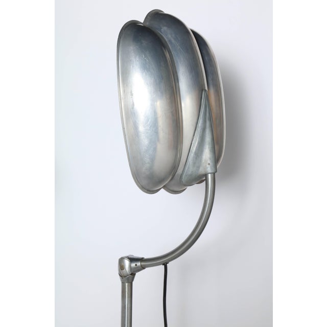 Metal Sperti Inc. Raymond Loewy Style Aluminum & Cast Iron Adjustable Floor Lamps - A Pair For Sale - Image 7 of 11