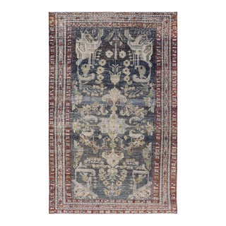 Antique Persian Hamadan Rug With Elegant Floral and Geometric Design 4'0"x6'7" For Sale