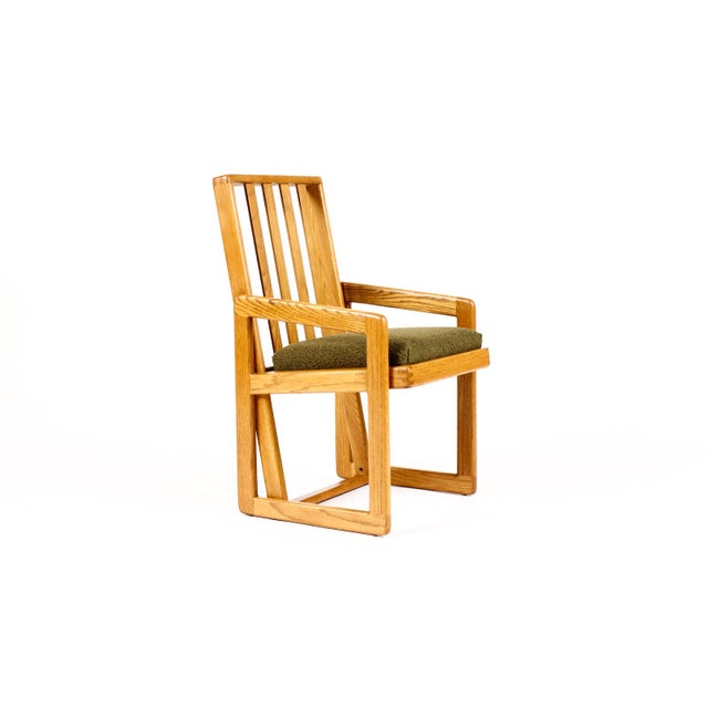 Vintage Mid Century 70’s Chunky White Oak Dining Set — Glenn of California — Table + 6 Chairs For Sale - Image 10 of 17