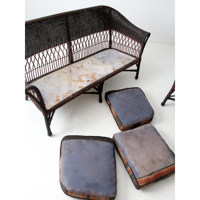 Early 20th Century American Wicker Sofa and Chair Set For Sale - Image 15 of 18
