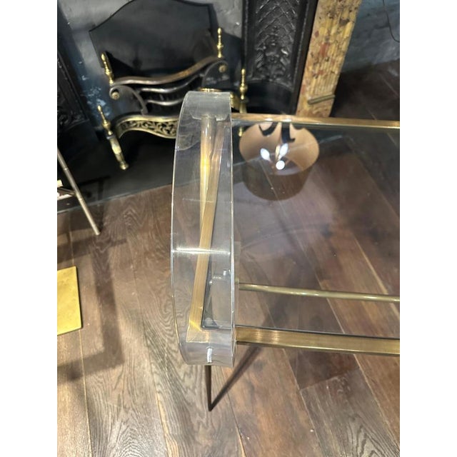 Vintage French Acrylic and Brass Console Table, 1980 For Sale - Image 9 of 15