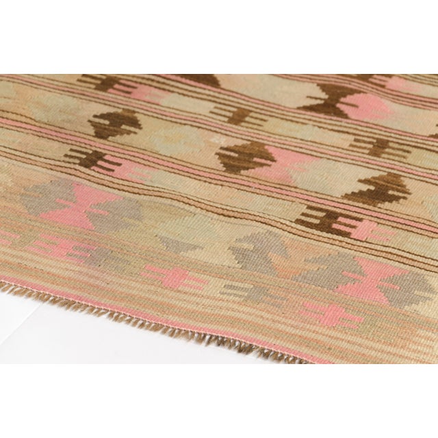 Textile 1950s Muted Brown and Beige Tribal Flatweave Rug For Sale - Image 7 of 10