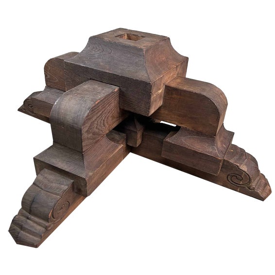 Antique Japanese Wooden Pedestal, 1890s For Sale