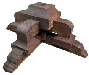 Antique Japanese Wooden Pedestal, 1890s