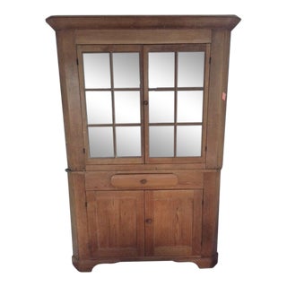 American Antique Pine Corner Cupboard For Sale