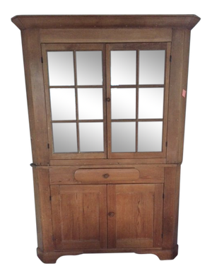 American Antique Pine Corner Cupboard