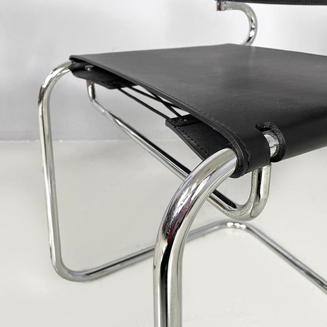 Italian Modern Black Leather Chairs Terry by Luigi Saccardo for Arrmet, 1970s, Set of 4 For Sale - Image 17 of 18
