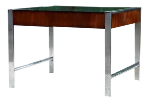 1960s Milo Baughman Attributed Smoked Glass and Chrome End Table