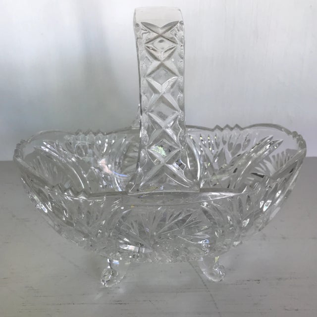Traditional Crystal Footed Basket For Sale - Image 3 of 13