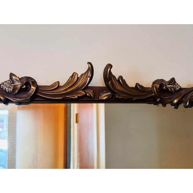 Vintage 1950s Ornate Gold Baroque Style Wall Mirror Attr. Howard Elliot For Sale - Image 4 of 7