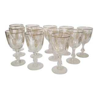 Antique Crystal Goblets With Gold For Sale