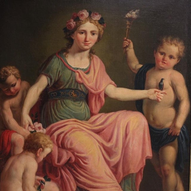 An important Italian painting from the second half of the 18th century. This oil on canvas artwork, attributed to the...