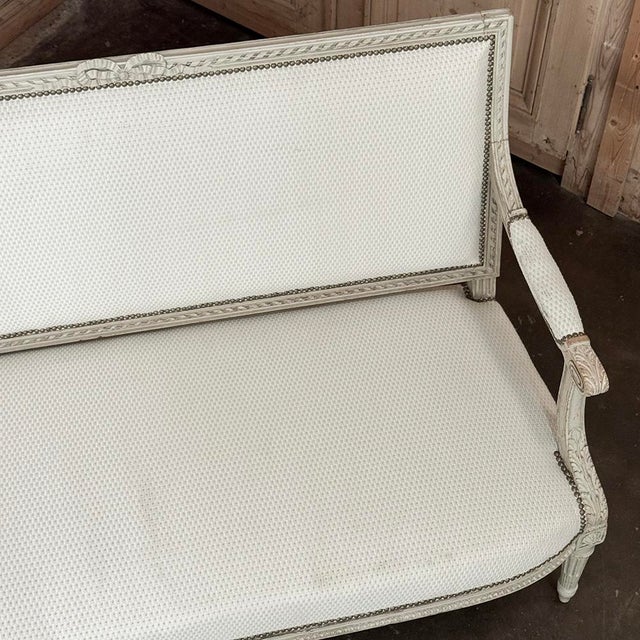 19th Century French Louis XVI Painted Canapé ~ Settee For Sale - Image 16 of 18