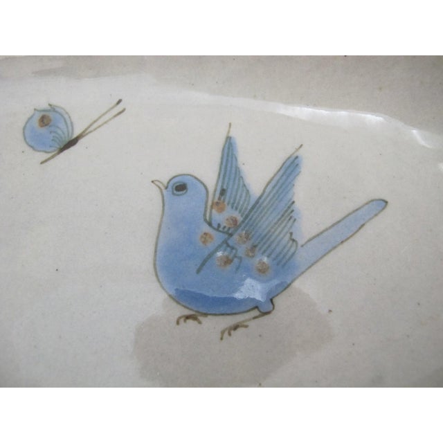 El Palomar Ken Edwards Blue Bird Tonala Mexico Folk Art Hanging Pot With Handle For Sale - Image 10 of 14