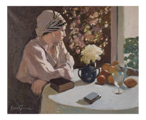 Rafael Griera, Portrait of a Lady at a Window, Oil on Canvas, Framed