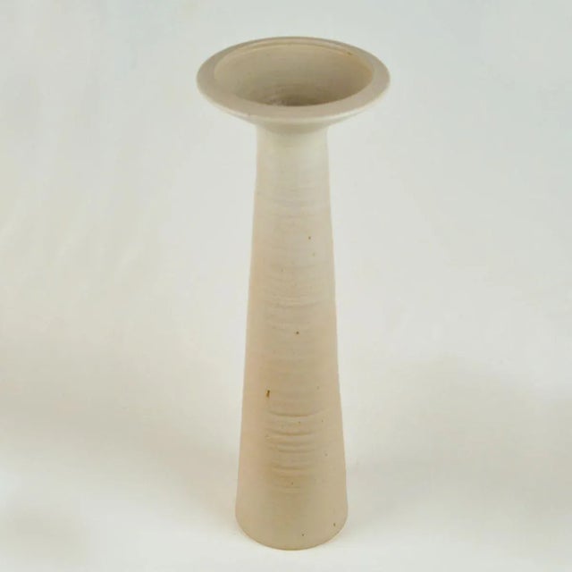 Group of Tall Studio Pottery Chalk White Floor Vases, Set of 3 For Sale - Image 4 of 14