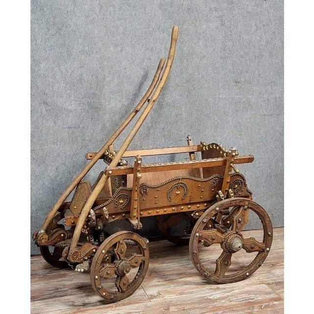 Folk Art Circus Four-Wheeled Cart For Sale - Image 3 of 8