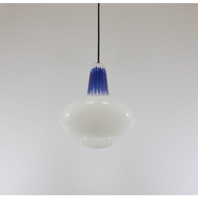 1960s Murano Glass Pendant with Blue Stripes by Massimo Vignelli for Venini, 1950s For Sale - Image 5 of 7