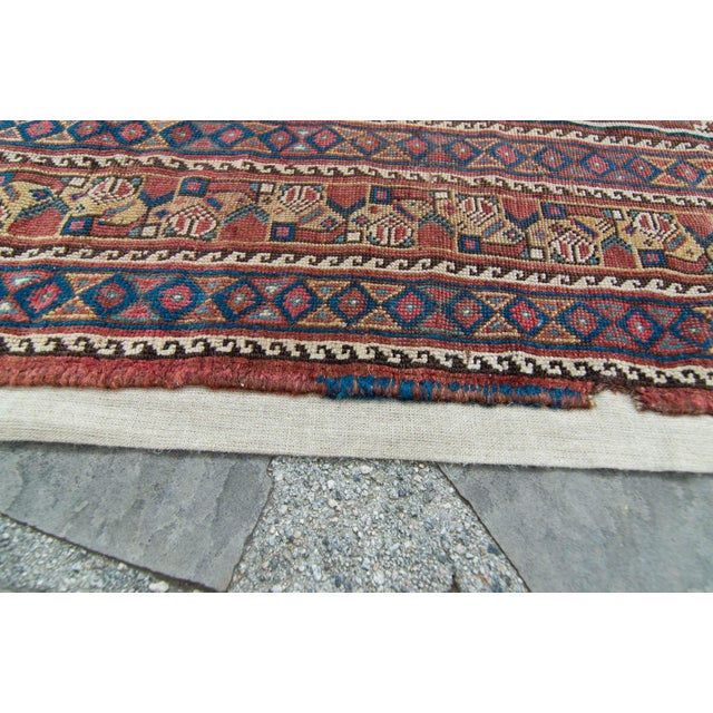 1900s Antique Rug Diamond Medallion Hand Knotted Distressed Wool on Linen Area Rug - 5’5” X 8’4” For Sale - Image 10 of 10