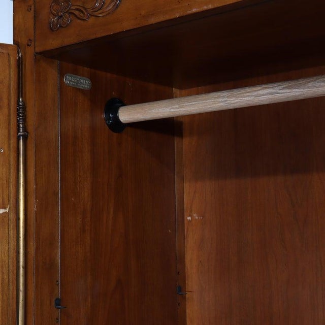 Wood French Pierre Deux Louis XIV Carved Mahogany Country Double Door Armoire 20thC For Sale - Image 7 of 18