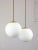 Mid-Century Italian Brass & Opaline Cluster of Lamps For Sale - Image 14 of 18