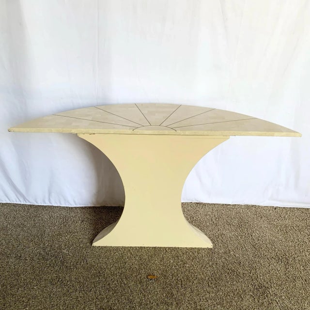 Maitland - Smith Postmodern Maitland Smith Style Demilune Console With Brass Inlay For Sale - Image 4 of 9