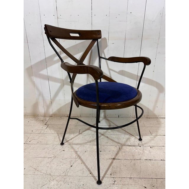 Postmodern Bistro Armchairs with Blue Velvet Seats by Andy Thornton, England, 1980s For Sale - Image 3 of 13