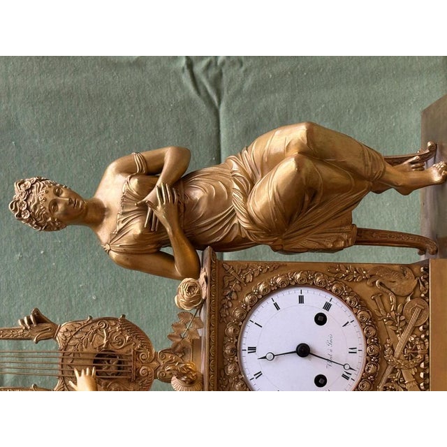 Empire Mantel Clock in Mercury-Gilt Bronze, France, Early 19th Century For Sale - Image 5 of 13