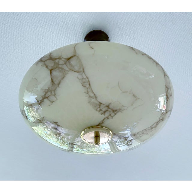 Art Deco Pendant Light in Ivory Marble Glass, 1930s For Sale - Image 16 of 18