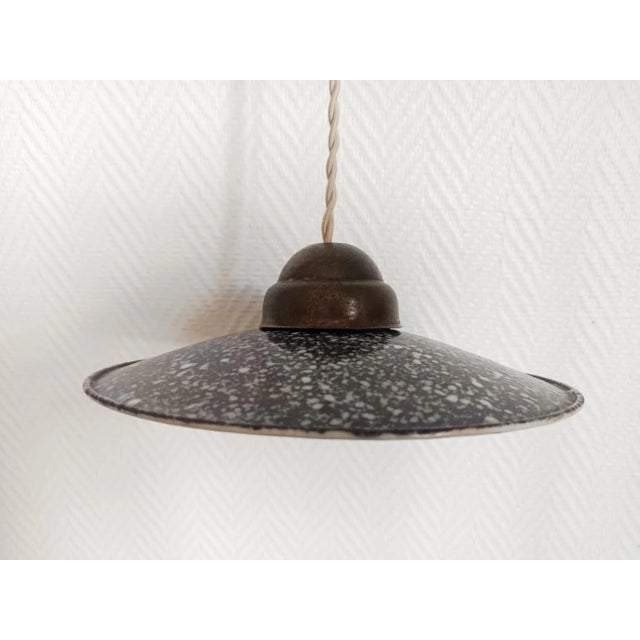 Industrial Vintage Industrial Enamelled Sheet Metal Pendant Lights, 1970s, Set of 2 For Sale - Image 3 of 10
