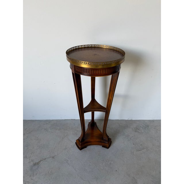 Theodore Alexander Empire Style Solid Mahogany Pedestal With Brass Gallery For Sale - Image 4 of 12